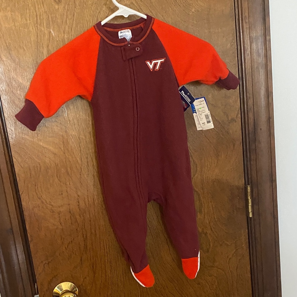 Pro Edge Kids One Piece in orange and Maroon, Virginia Tech, 12M fleece